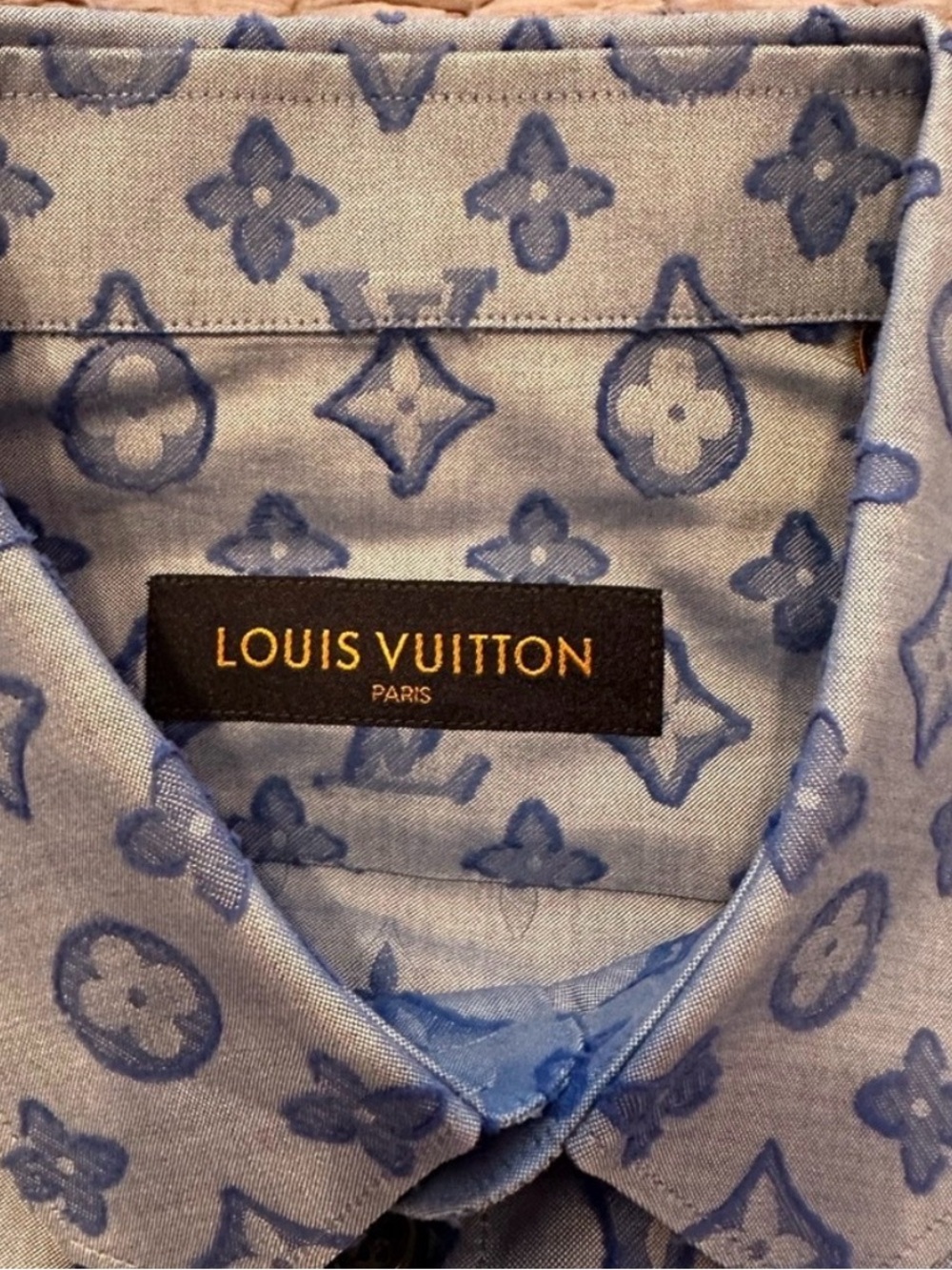 Louis Vuitton Blue Monogram Button-Up Shirt - Picture 3 of 4